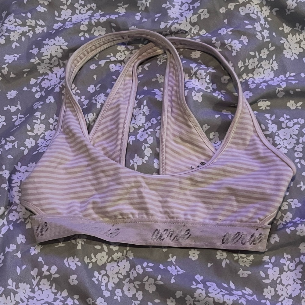 Aerie Lavender Striped Sports Bra